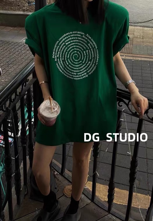 [DL] printed Pullover Korean Short Sleeve T-shirt 8635\wtt