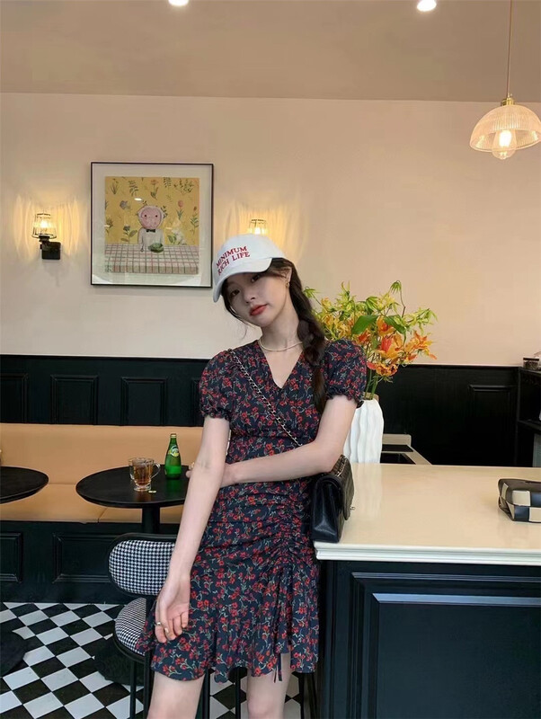 [Han C family] Korean floral Pleated Dress 8348\pcz