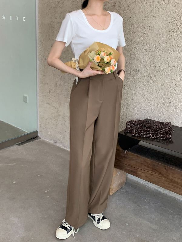 Original price 77.83! 【 St 】 high waist drop feeling straight tube wide leg pants 2863\xj
