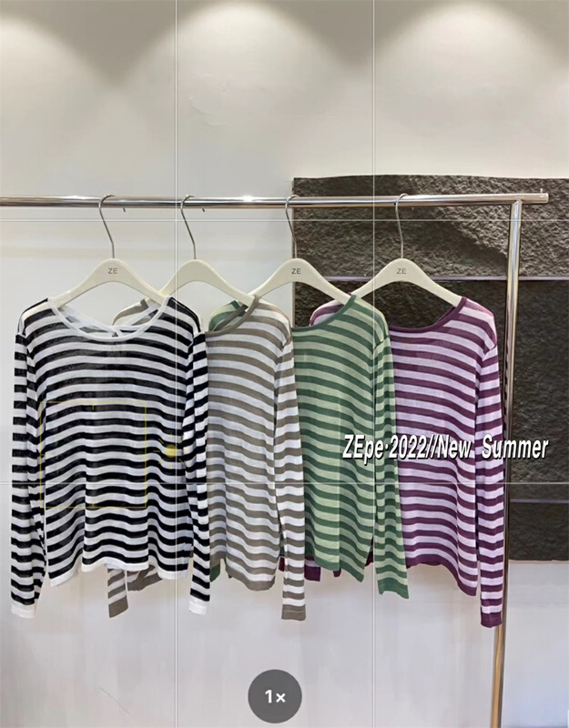 [Ze] Korean loose lazy wind stripe sweater ys1-013\ll