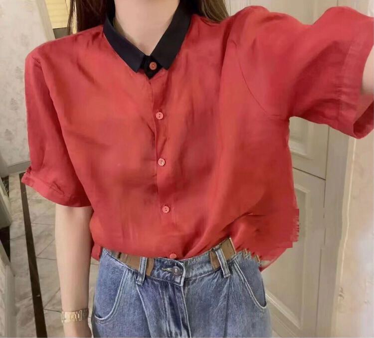[I-D] Korean style color contrast shirt 8203\ll