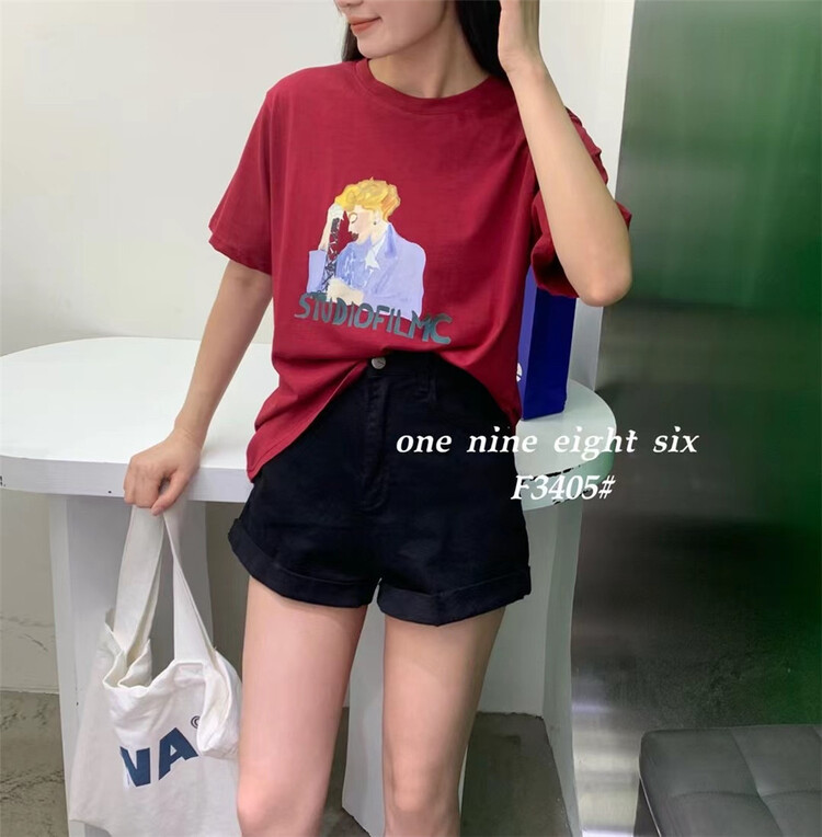 [1986] Princess print casual round neck short sleeve T-shirt ys1-3405\xyy