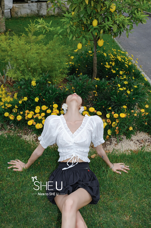 [she u] minority romantic girl drawstring top shirt c50299\jhy