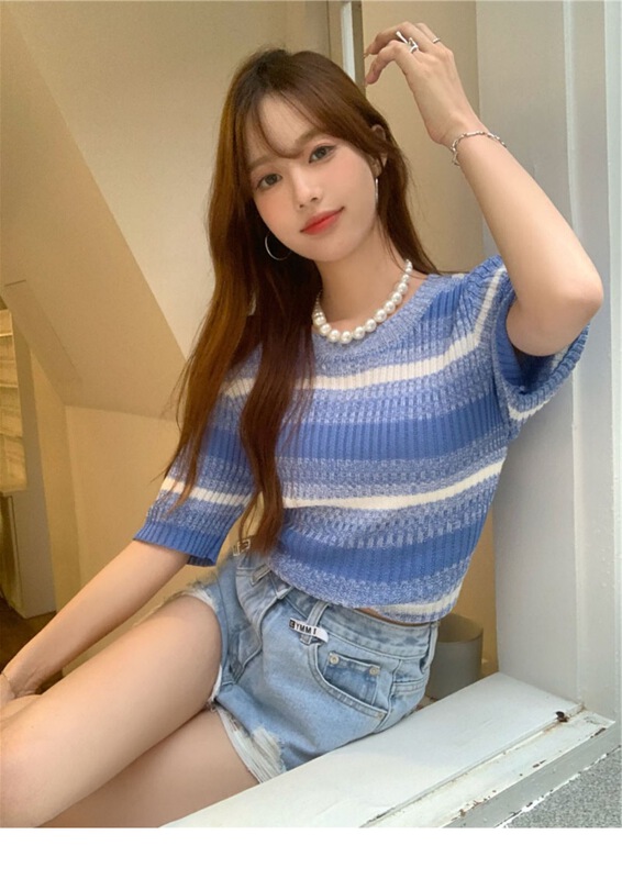 [free studio] sweet contrast round neck T-shirt 2273\hjy