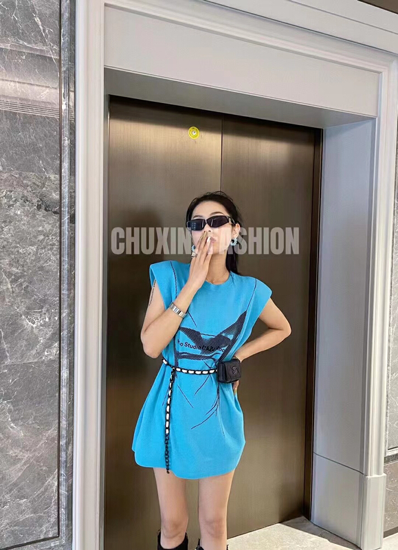 [c.x Chuxin] trend printing loose medium length sleeveless sweater z186\wtt