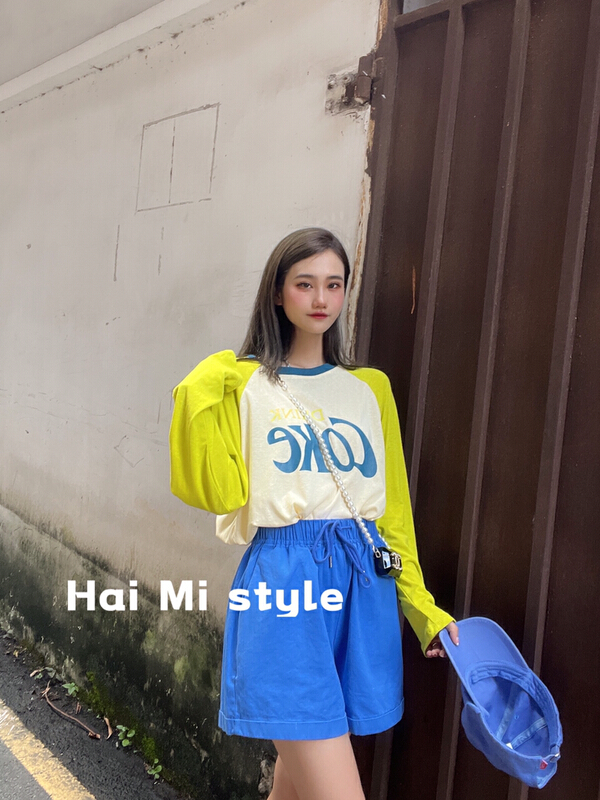 [Haimi] Korean letter printed loose sun shirt 1935\wtt
