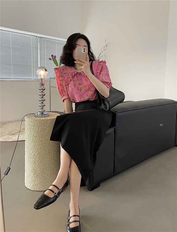 In early summer! [lemon tree] Korean version baby collar floral shirt 66287\xyy