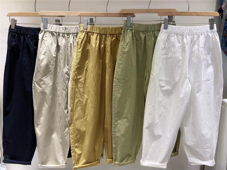[ninestone Jiushi] elastic waist comfortable Korean casual pants 791008\l