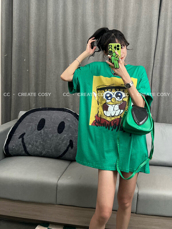 [CC] SpongeBob print loose short sleeve T-shirt 326\xyy