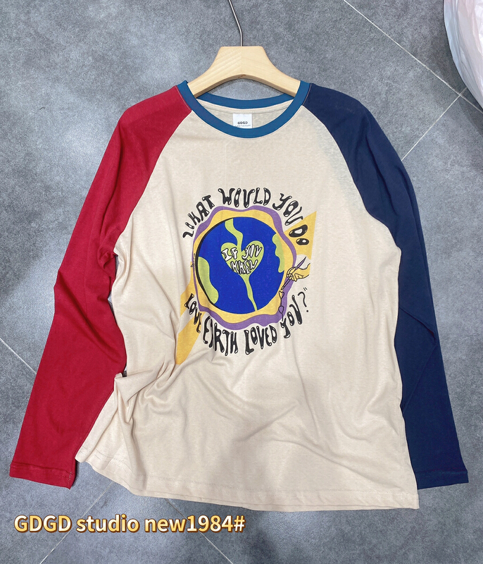[gdgd] contrast stitching personalized graphic short sleeve T-shirt 1984\wtt