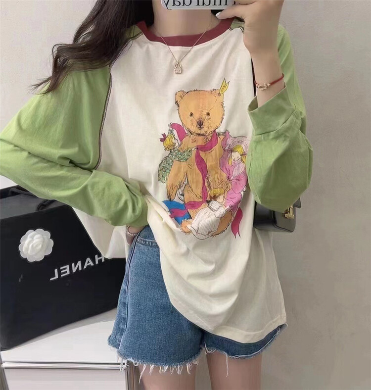 [Naikan Nik] round neck casual cartoon printed long sleeve T-shirt 9728\gyj