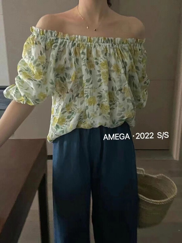 [amega] one shoulder sweet floral shirt 6292\hbx
