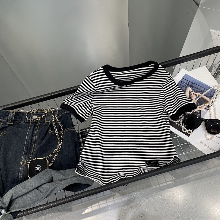 [bobo1972] striped Korean Pullover short sleeve T-shirt 225261\ozq