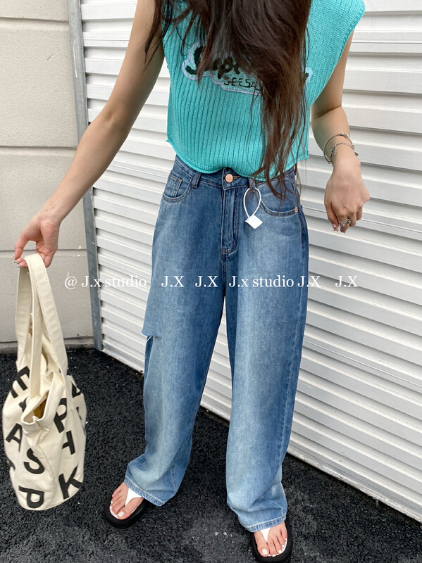 [JX] gradient Korean simple high waist casual pants 28049\wtt