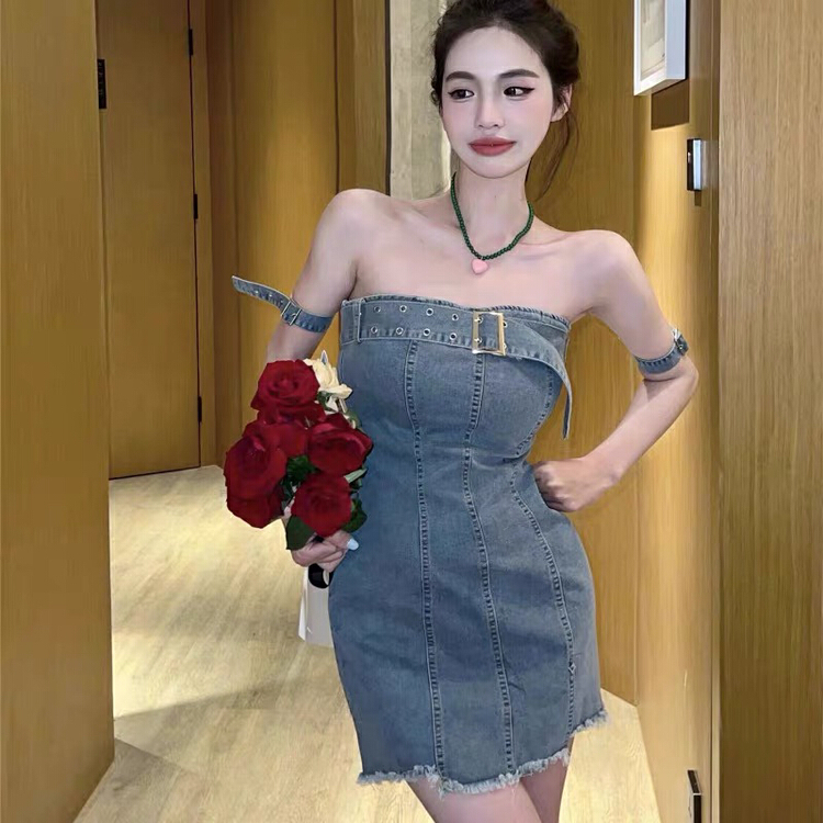 [Huaxi] fashion slim strapless dress (with belt and ribbon) 9081\pcz