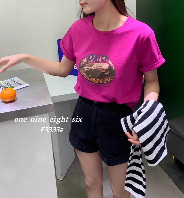 [1986] simple print versatile comfortable short sleeve T-shirt 3333\xyy