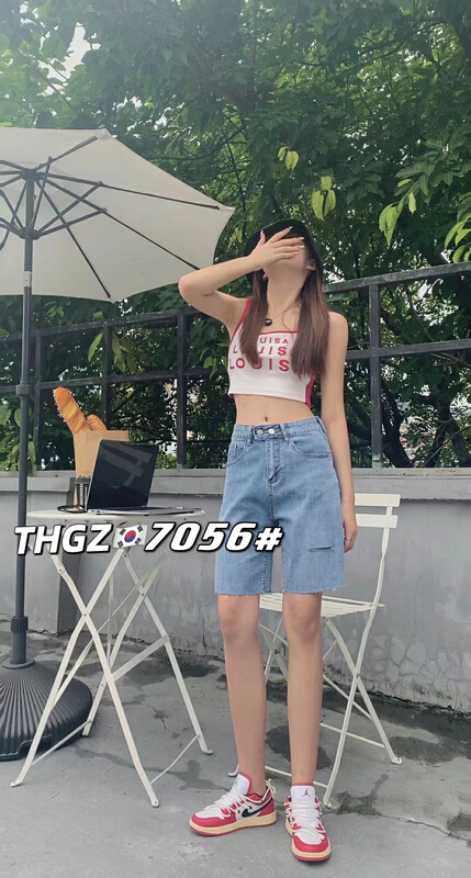 [fairy tale princess] double button fashion high waist cut straight jeans 7056\hjy
