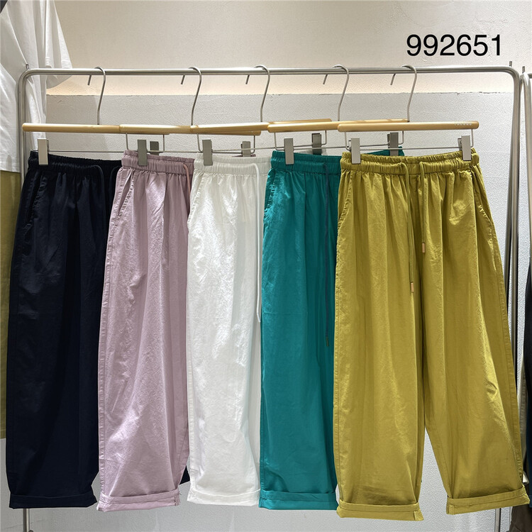 [twenty printed wood] elastic waist clean comfortable casual pants 992651\l