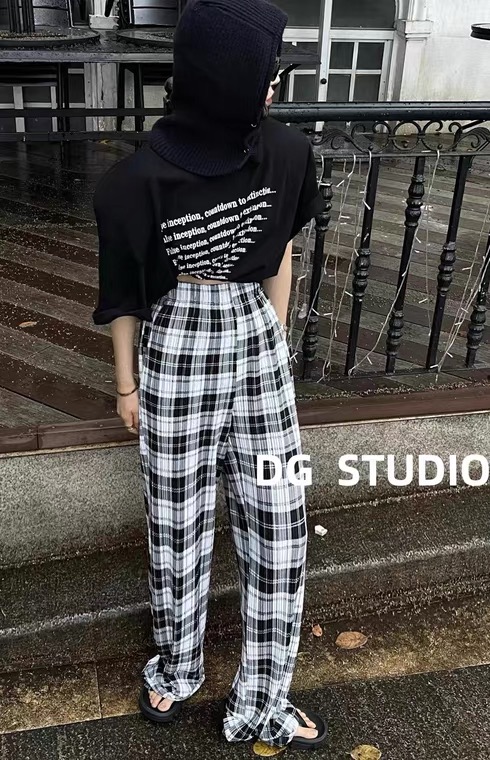 [DL] checkered versatile Korean casual pants 8605\wtt