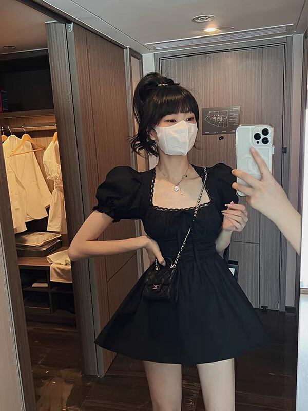 [Amanda] French fashion bubble sleeve dress 9623\pcz