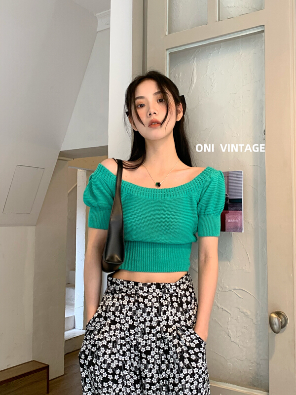 [onivinage Omni] fashion stripe slim fit knit shirt ow224n5441\cqw