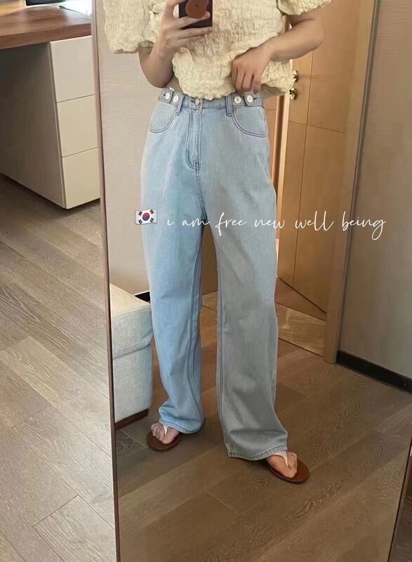 [free studio] Korean casual straight jeans 7009\hjy