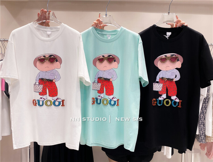 [NN] Korean round neck crayon small new short sleeve T-shirt 9613\xyy