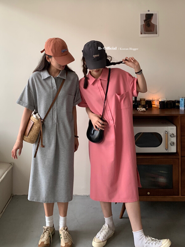 [B plus] casual, lazy and versatile polo collar dress 22-9401-2\hbx