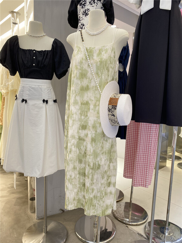 [um micron] temperament ink tie dyed Pleated Dress 88329\hjy