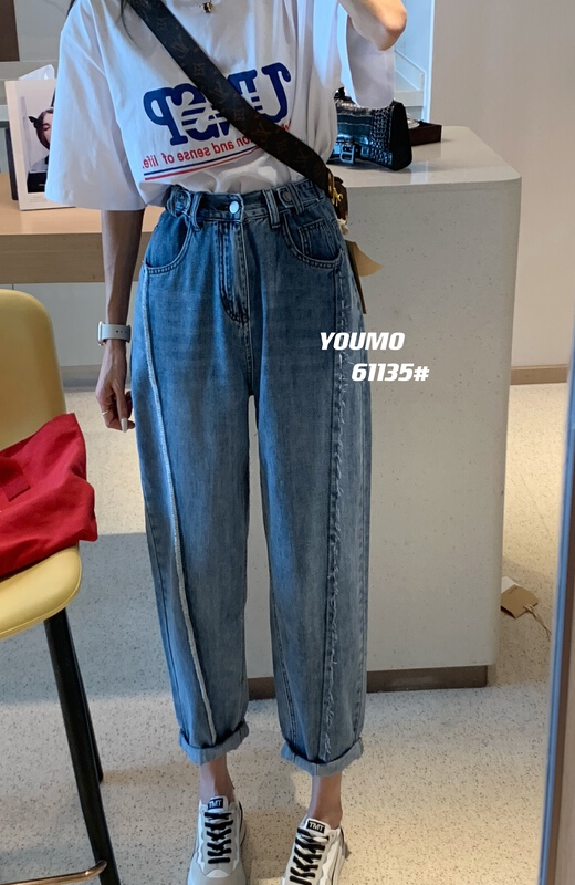 Summer new! [suxinlan] Korean splicing trend versatile jeans 61135\lsl