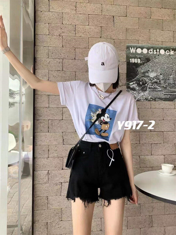 [e-ant] high waist comfortable Korean denim shorts 917-2\ll
