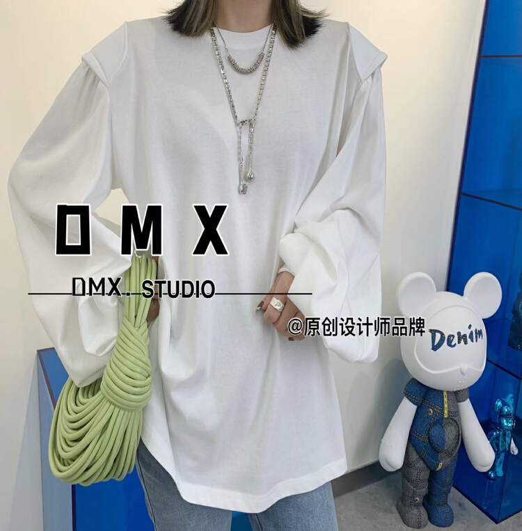 New year in early spring! [DMX] Korean version foam sleeve T-shirt with shoulder pad 6698\xyy