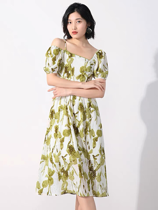 [Kiki studio] temperament lady print dress 5870\hjy