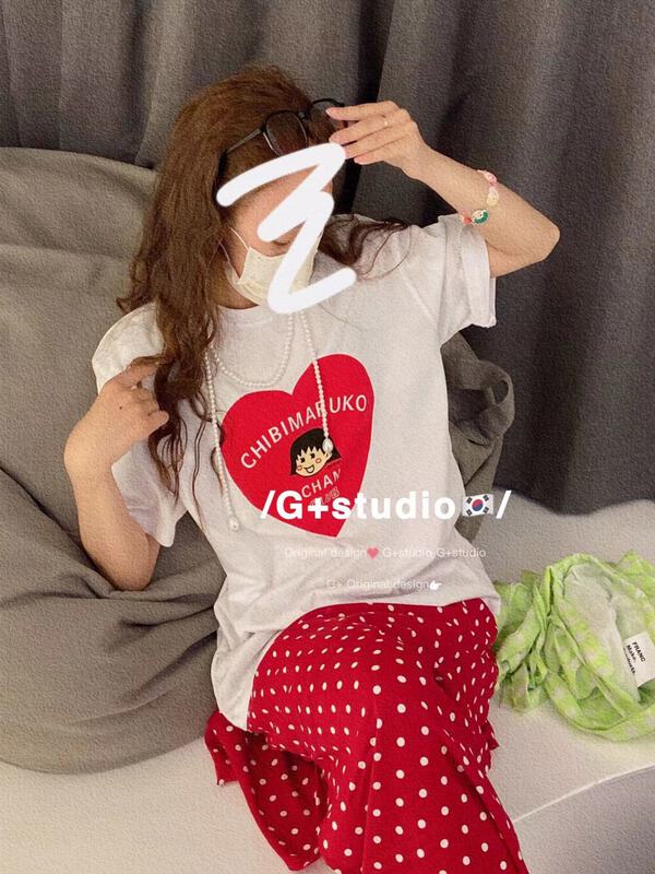 [g+] cartoon little people love printing versatile short sleeve T-shirt 9536\wtt