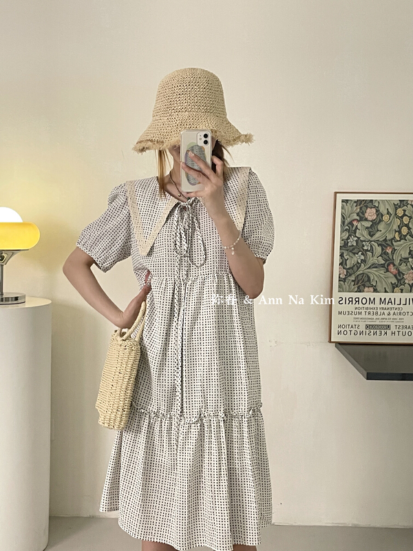 [Mi Xiang] Korean version baby neck loose dress 5086-1\hjy