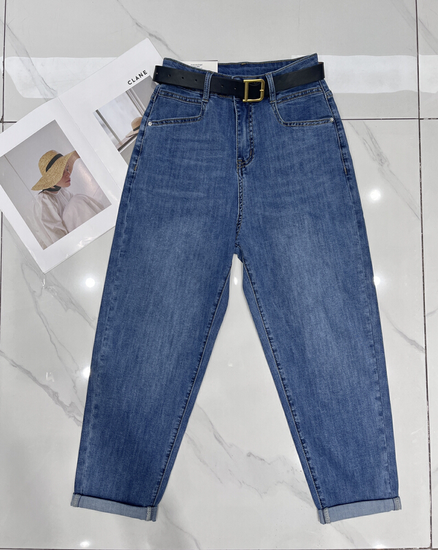 [en Xi'er] classic versatile thin elastic Harlan jeans (with belt) eb2566\l