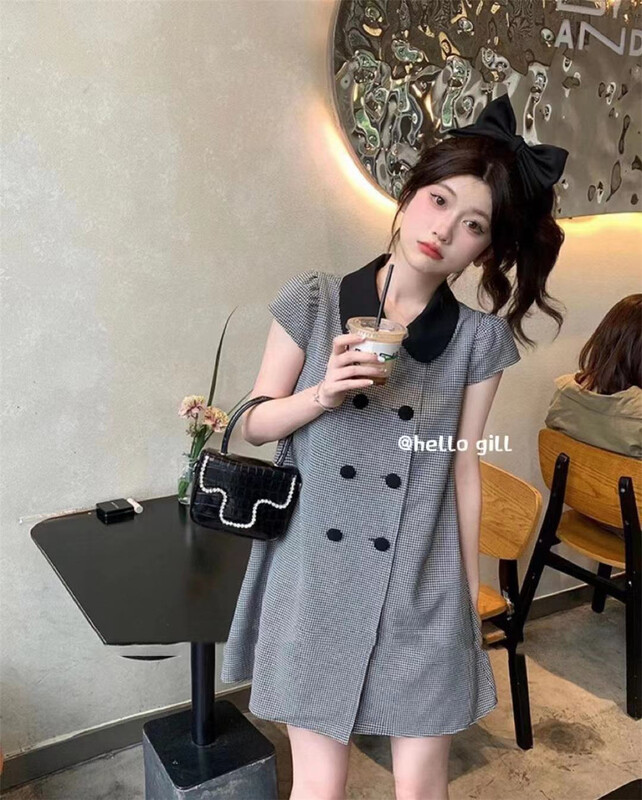 [gill] small fragrance temperament celebrity double breasted dress 1057\zjy