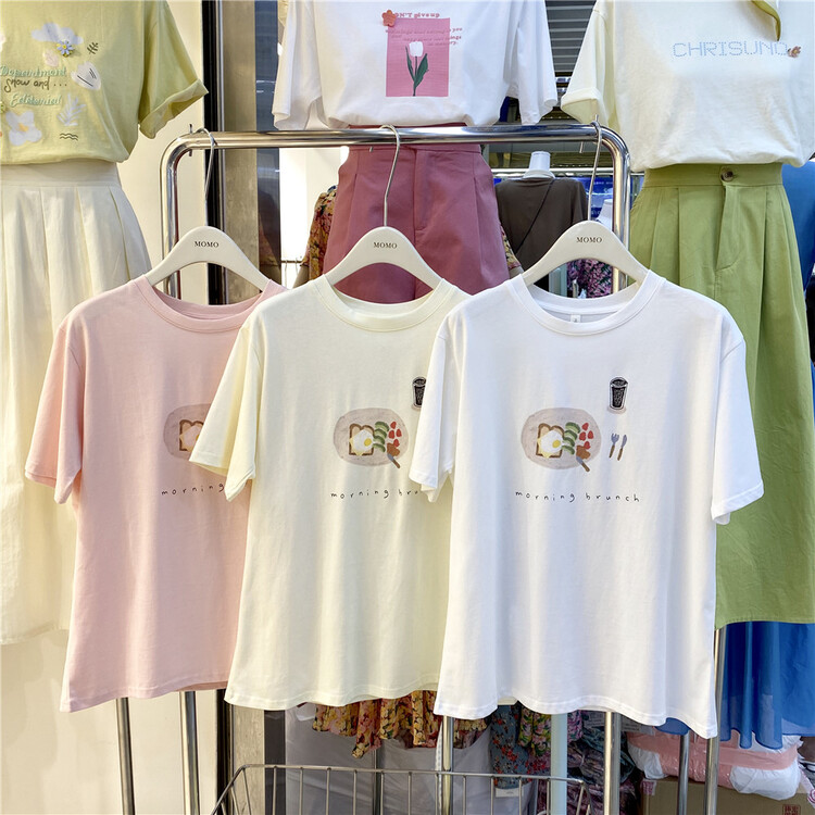 [Momo] cartoon print comfortable short sleeve T-shirt 3901\hbx
