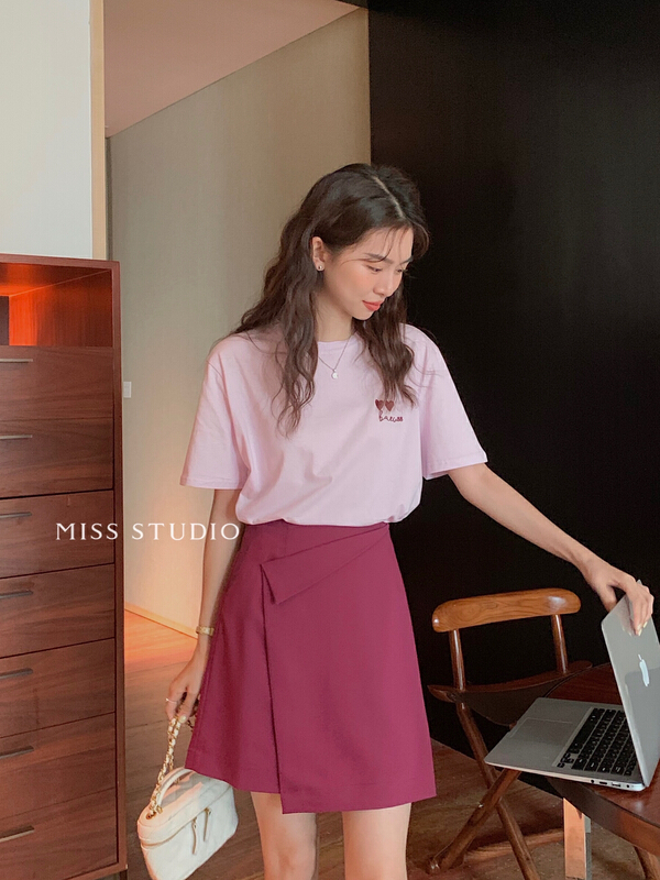 [miss miss home] little love embroidery simple and comfortable short sleeve T-shirt y8842\zjy