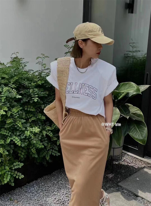 [wht] letter Pullover Korean Short Sleeve T-shirt 5059\wtt