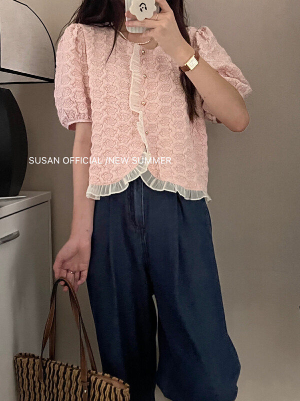 [Susan] Korean style gentle small fragrant wind button up shirt 18712\lsw