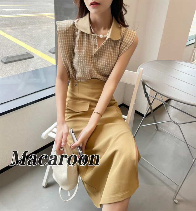 [macaroon] fashionable slim and versatile skirt (with detachable sling chain) (excluding top) 8826\pcz