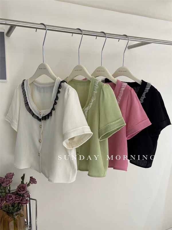 [Sunday morning] small Xiangfeng color contrast collar shirt 9182\zjy
