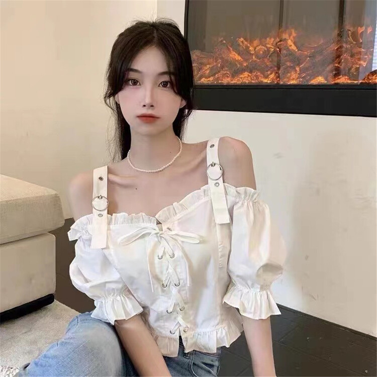 [x.xan] Korean style shirt with off shoulder design 7351\pcz