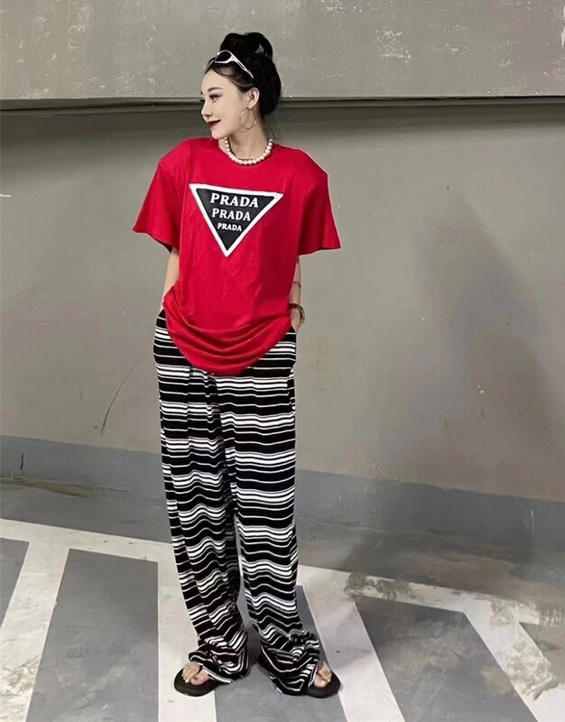 [Bella Bella] striped pleated high waist casual pants 6912\wtt