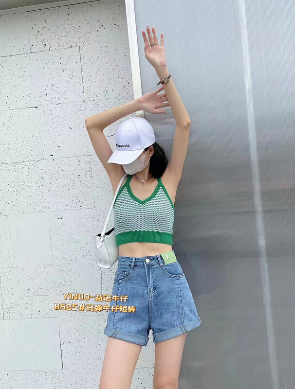 [Yinuo Yinuo denim] elastic versatile skinny denim shorts yn8525\zjy