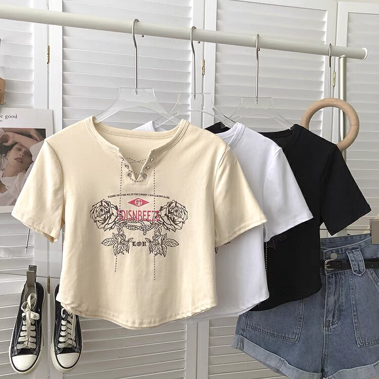 [Gangan] round neck letter spice girl fashion shirt 2237\cl