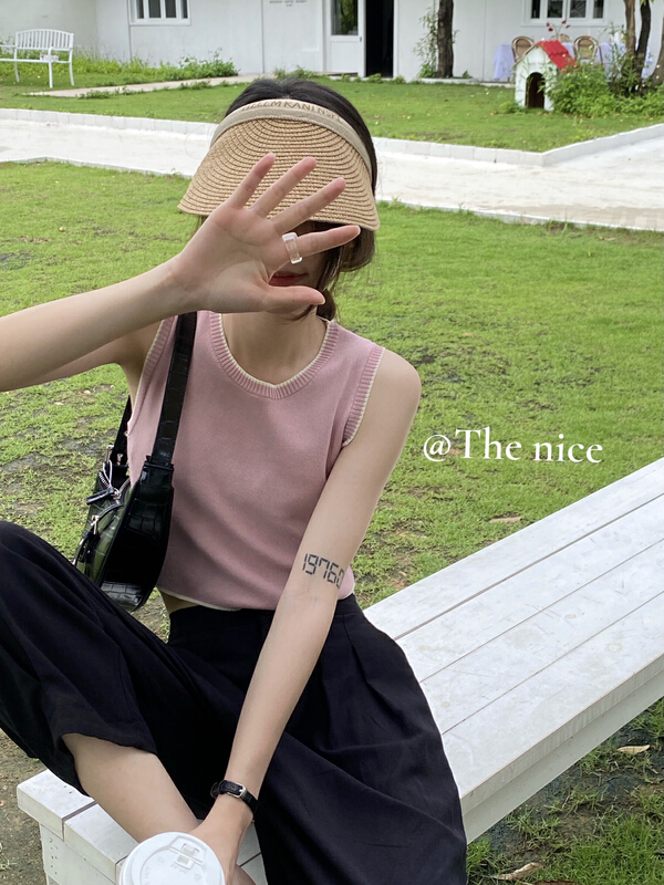 Live broadcast 51! [the nice] short round neck knitted vest 00338\hjy