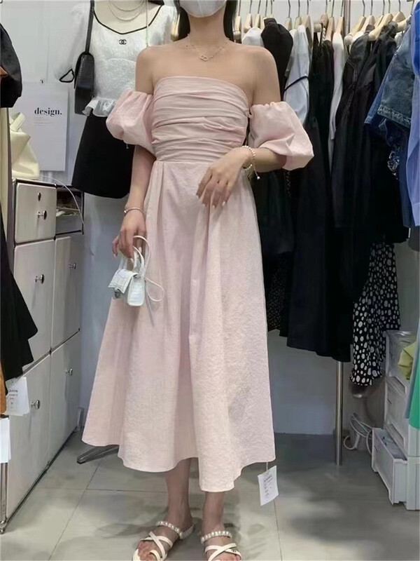 [Han C family] Strapless one shoulder thin dress 8457\pcz