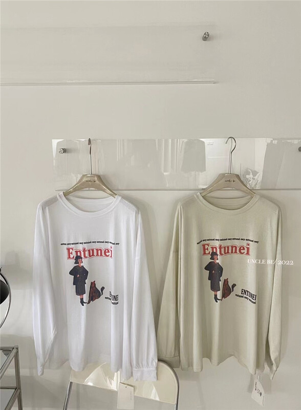 [UNC be] print loose fit versatile comfortable long sleeve T-shirt 2116\xyy